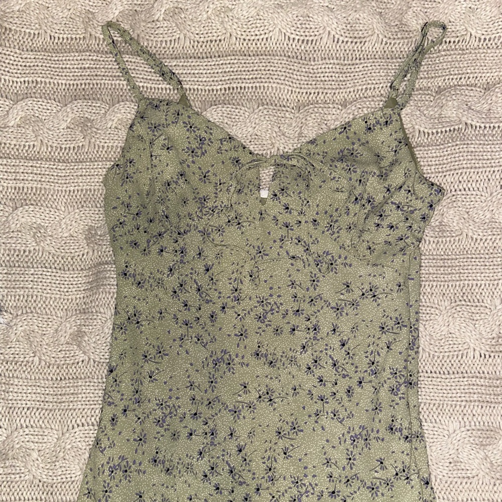 Green floral maxi dress